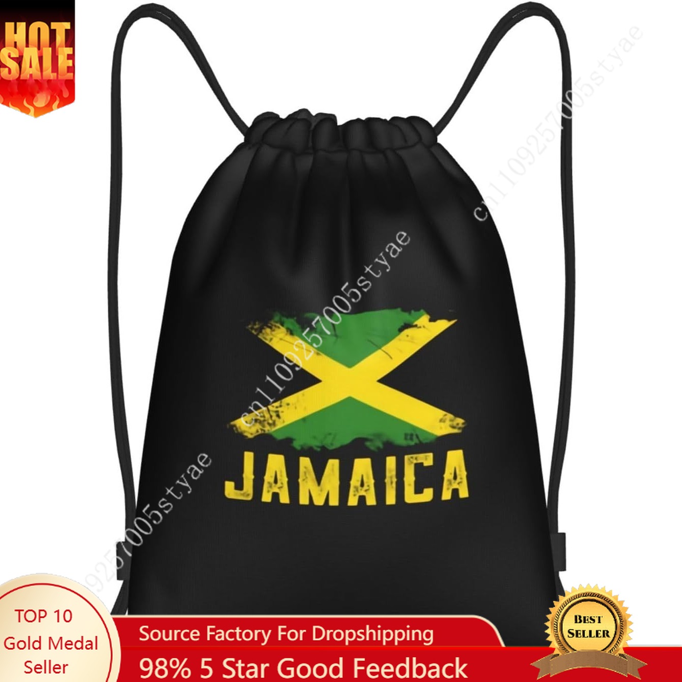 Travel Yoga Accessories - Jamaica Flag Drawstring Bag Backpack Sport