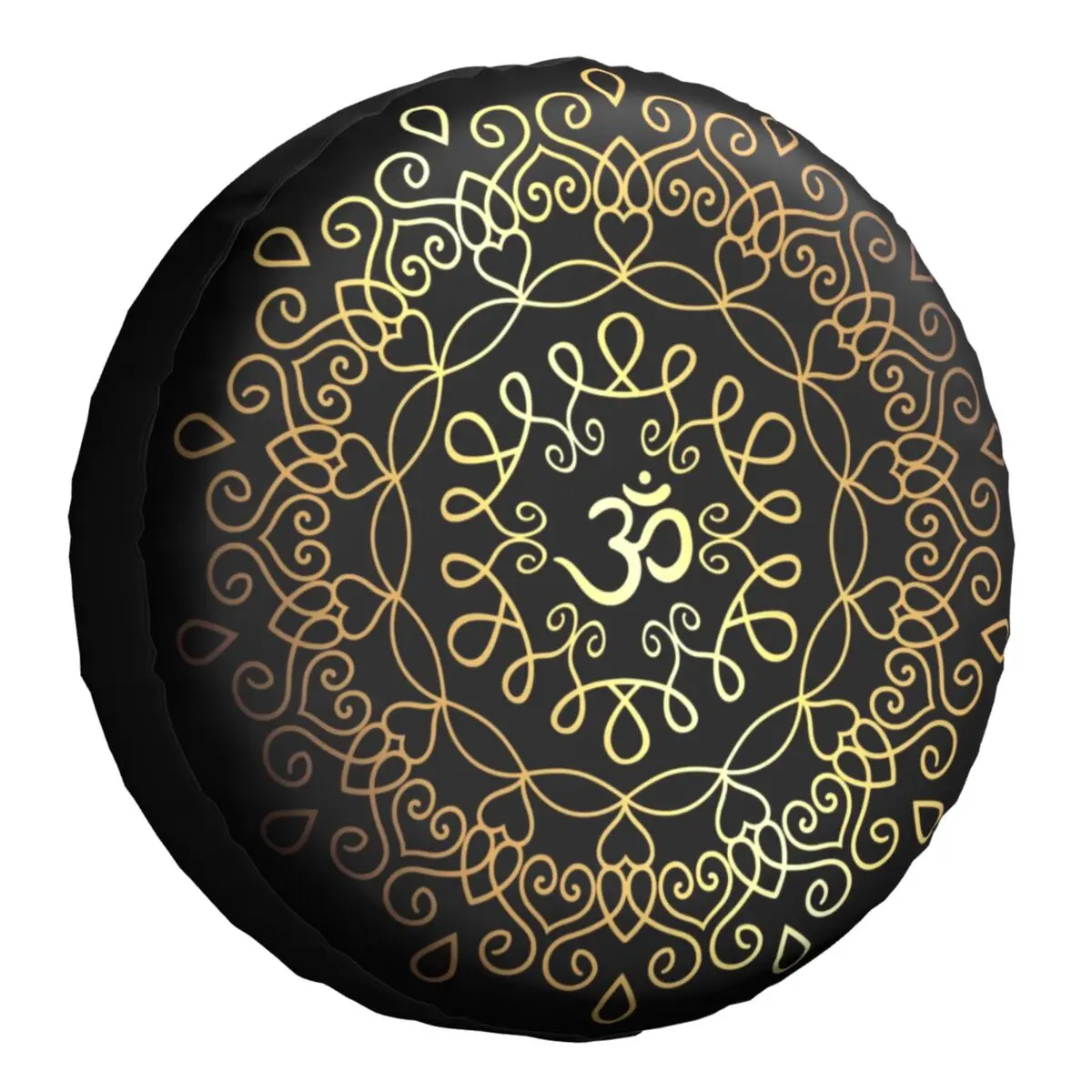 Travel Yoga Accessories - Golden Om Mandala Spare Tire Cover