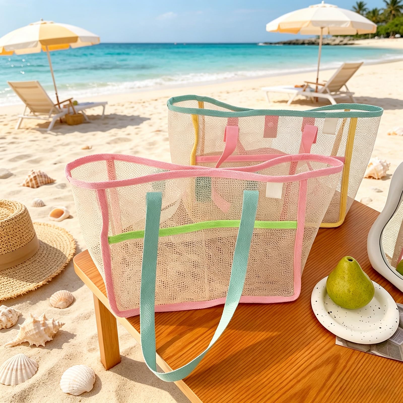 Beach Bags for Women Colorful  - Travel Accessories And Bags 评论和价格