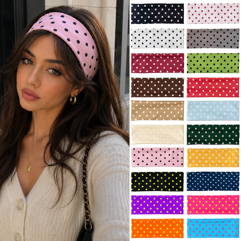 2Pc Polka Dot Elastic Headband - Travel Yoga Accessories 评论和价格