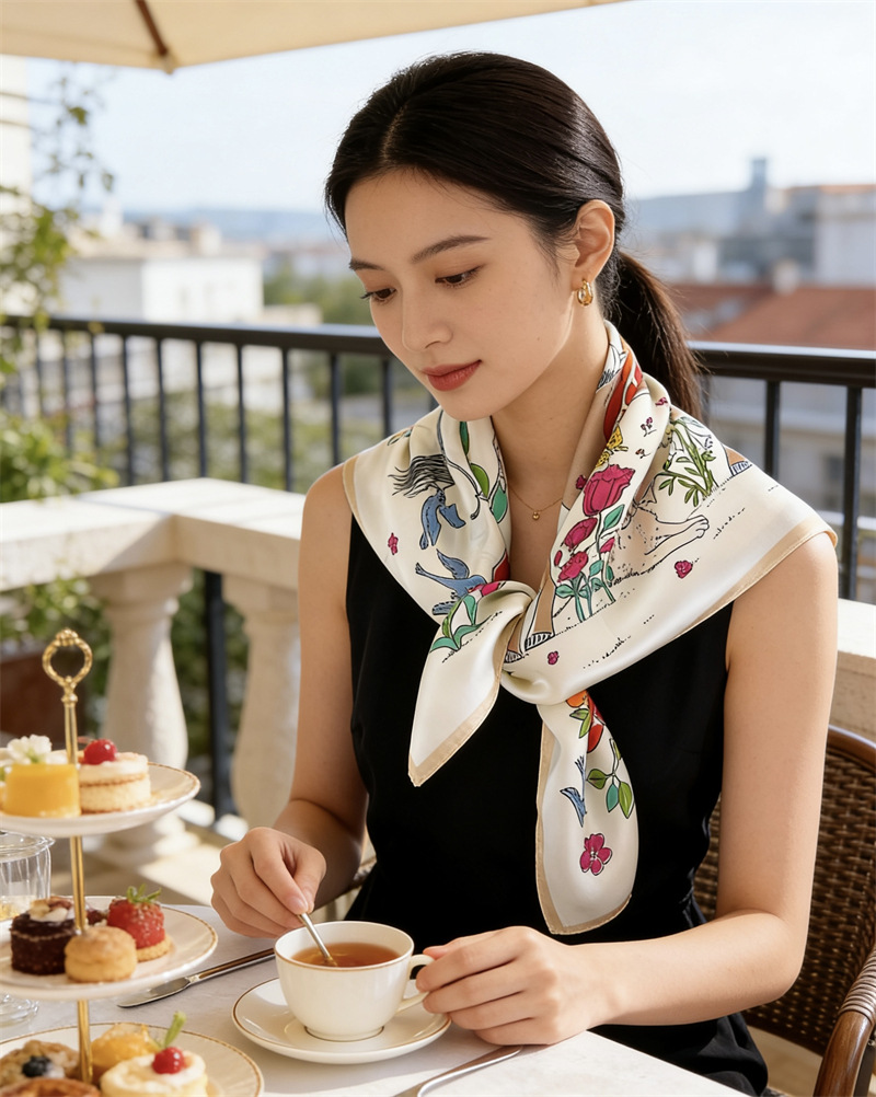 Horse Silk Scarf Women Spring  - Travel Accessories Bag For Women 评论和价格