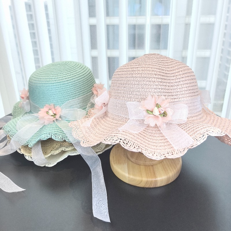 Girls 2pcs Straw Hat Solid Col - Travel Accessories For 6 Year Old 评论和价格