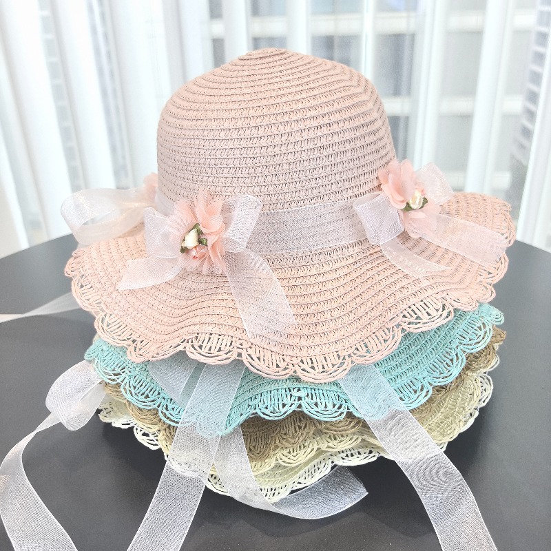 Girls 2pcs Straw Hat Solid Col - Travel Accessories For 6 Year Old 评论和价格